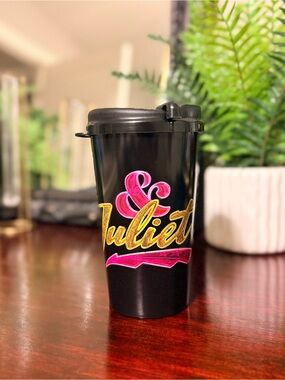 Broadway Musical "& Juliet" Souvenir Tumbler Cup Wine Glass 16 oz w/ Lid